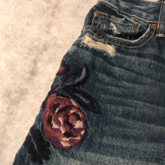 Abercrombie & Fitch Jeans Womens 27 Blue Embroidered Annie Girlfriend Boho Artsy - Picture 4 of 10